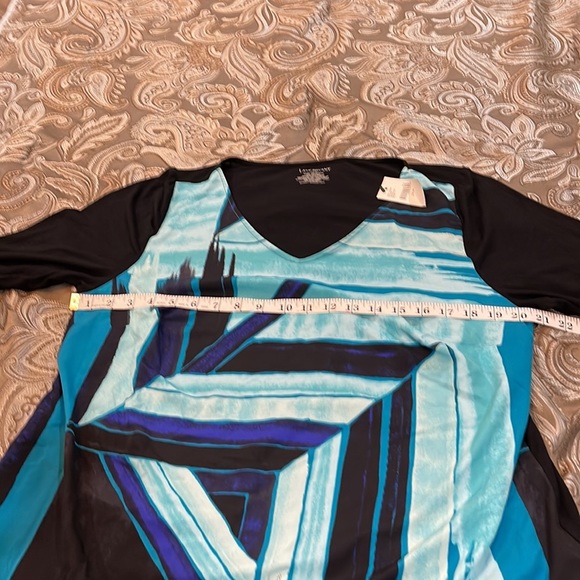 Lane Bryant 3/4 sleeve, front bod: teal, black purple back body: black knit - Picture 4 of 8